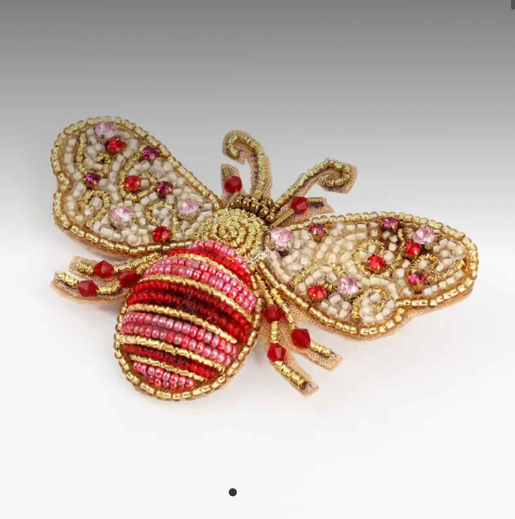 Autumn Bee Beaded Brooch