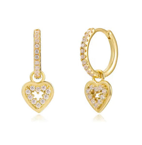 Huggie Pave Zircon Heart Hoops