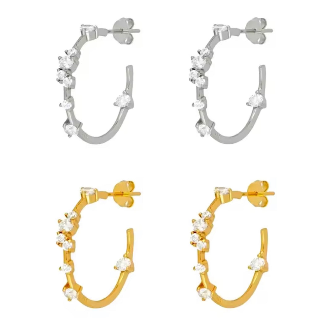 Huggie Zircon Half Hoops