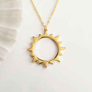 Gold Boho Abstract Sun Charm Necklace