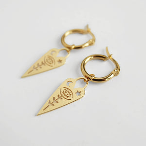 Gold Bohemian Heart Mystic Eye Hoop Earrings