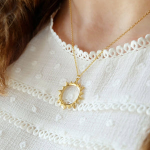 Gold Boho Abstract Sun Charm Necklace