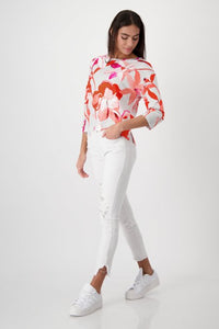 Monari Bright Coral Pattern Top