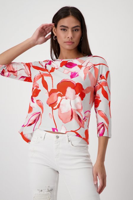 Monari Bright Coral Pattern Top